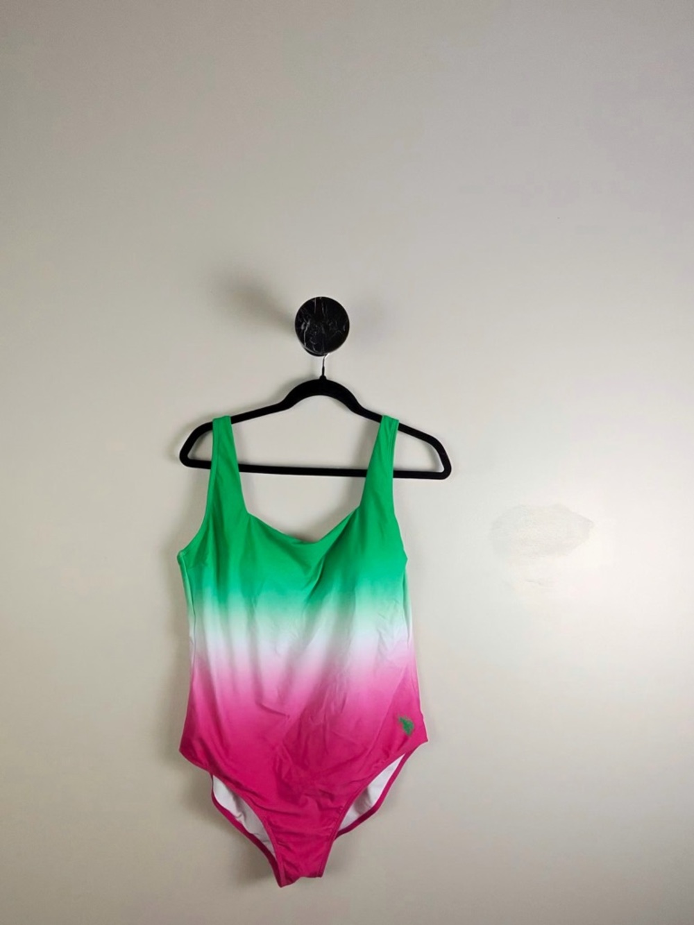 Polo by Ralph Lauren Green White Pink Ombre One-Piece Swimsuit